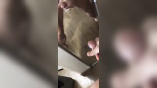 Huge mirror cumshot from the reality tv celeb