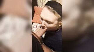 Blonde babe sucking dick