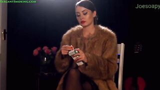 Anna Zapala smoking in fur