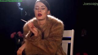 Anna Zapala smoking in fur