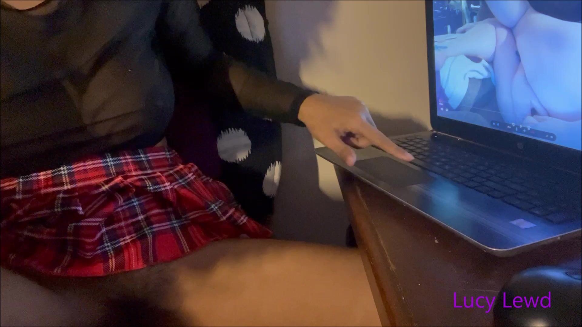Asian slut masturbating and talking dirty while watching another girl fantasize