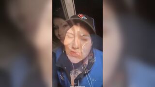 Dominos slut facialized