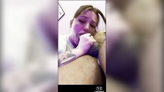 Snow bunny worships, moans, n slobbers on bbc til she chokes!(throatpie)