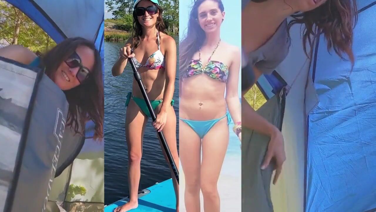 Zoey and Ashley changing in tent