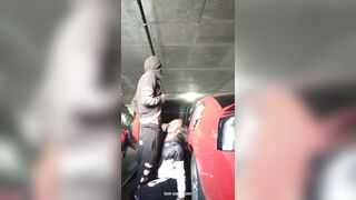 in the parking garage
