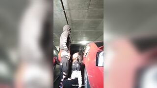 in the parking garage