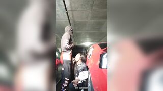 in the parking garage