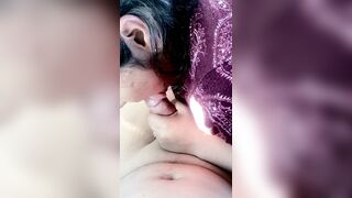 Brunette Latina jerks and sucks hard dick in the car