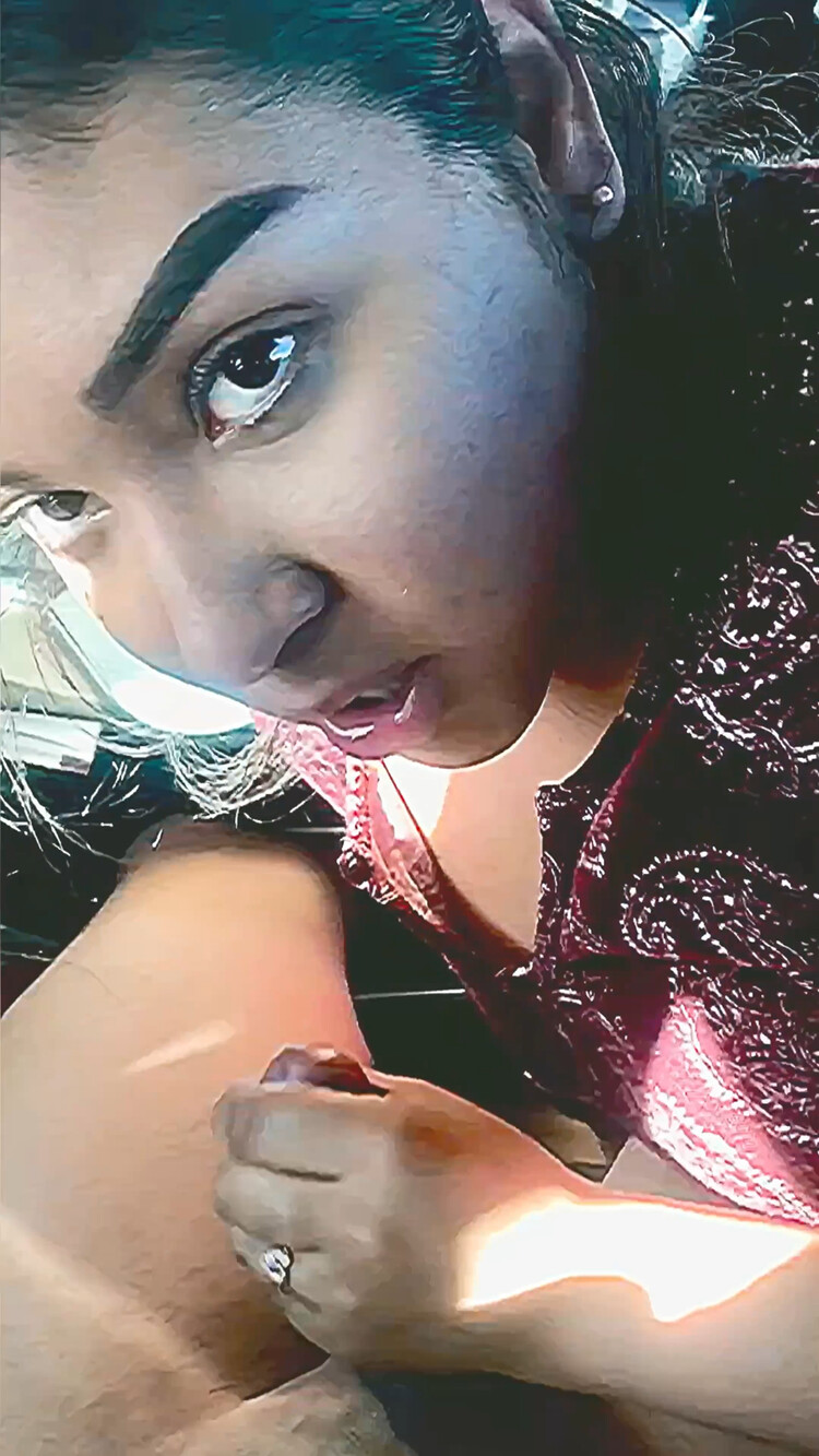 Brunette Latina jerks and sucks hard dick in the car