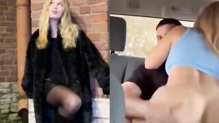 Blonde slut destroyed in the back seat