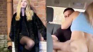 Blonde slut destroyed in the back seat