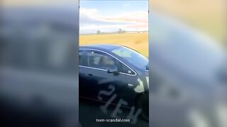 a blowjob caught on the middle of the highway