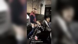 Fucked on a motorcycle in the middle of the street!