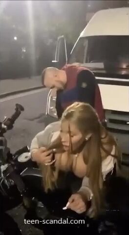 Fucked on a motorcycle in the middle of the street!