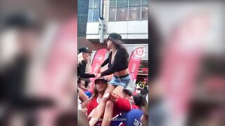 girl gets her big tits out in public and gets groped