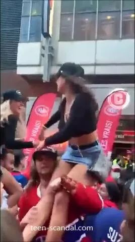 girl gets her big tits out in public and gets groped