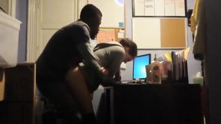 Therapist bent over taking a patients BBC and filled with cum