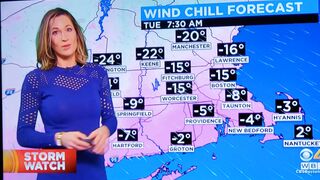 CBS 4 Boston Weather Girl Sarah Wroblewski See Through No Bra