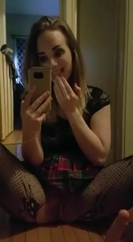Haley f uses dildo in a skirt