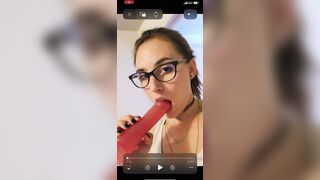 Tori T sucking dildo