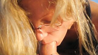 Polish girlfriend outdoor blowjob