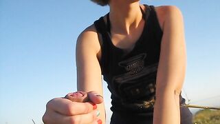 Polish girlfriend outdoor blowjob