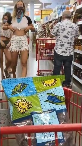 three girls are shopping