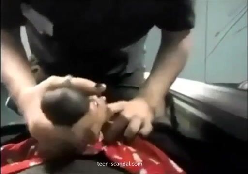 Hotel employee sucking off guest