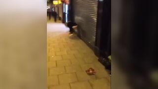 Drunk girl piss in public & face dive