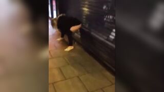 Drunk girl piss in public & face dive