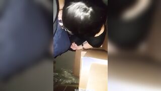 Coworker storageroom blowjob