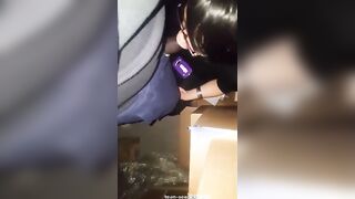 Coworker storageroom blowjob
