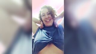 Latina flashing tits