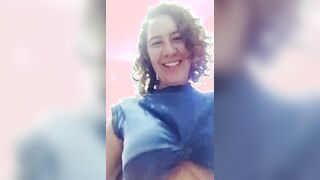 Latina flashing tits