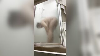 Chubby juice in the shower