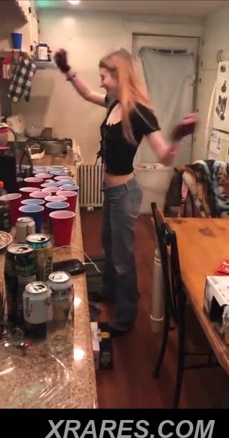 Drunk teen stripping